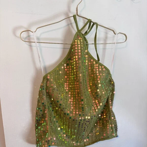 September Sunsets Halter Top Green | US 4 - Picture 3 of 6